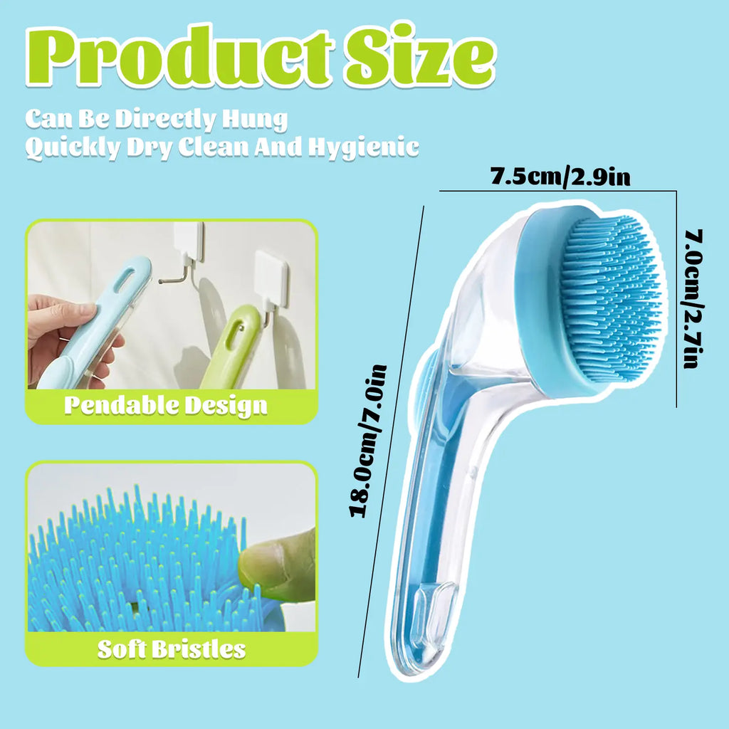 Transform Bath Time with Our Ergonomic Pet Bath Brush & Shampoo Dispenser for Dogs and Cats - Gentle Massage Grooming Tool!