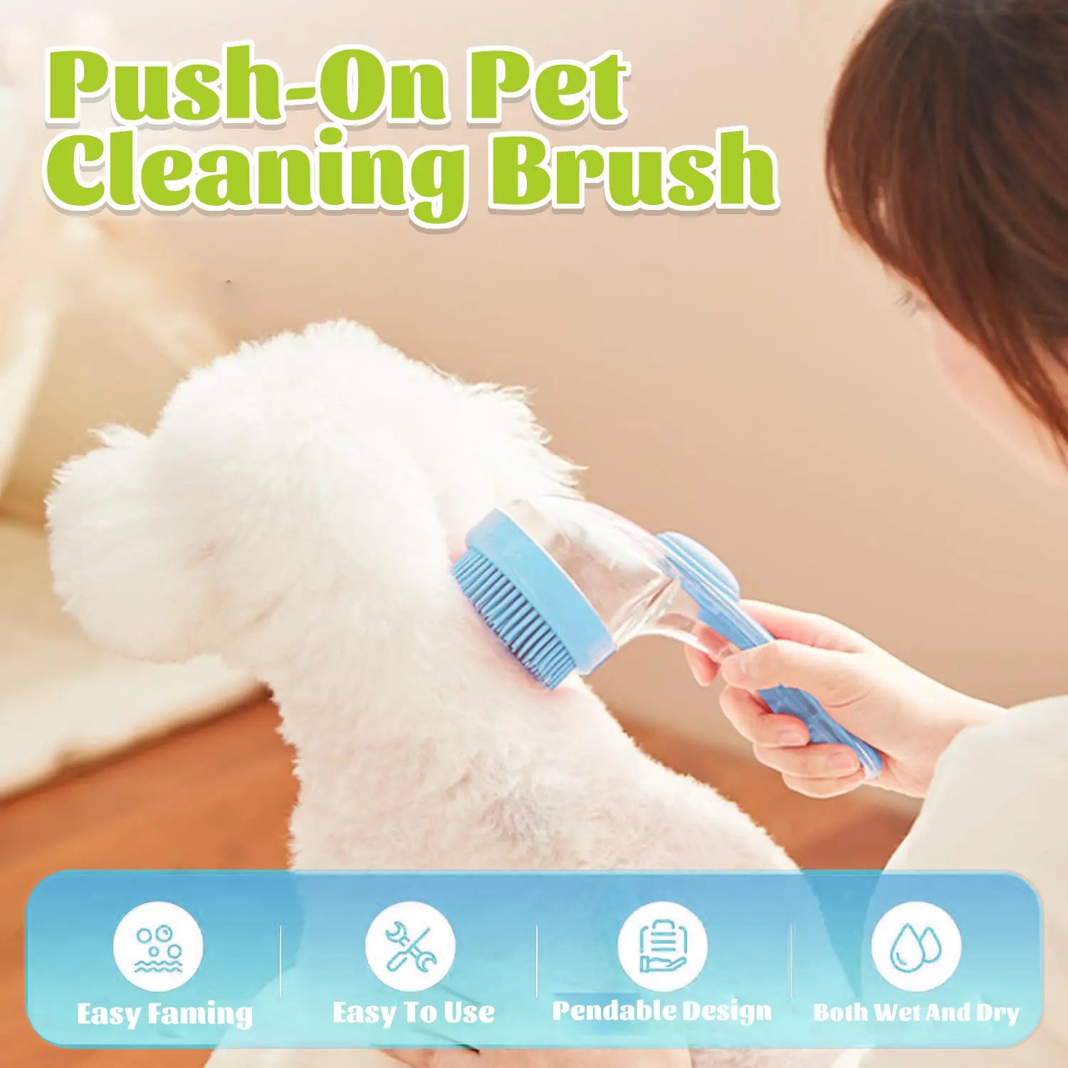 Transform Bath Time with Our Ergonomic Pet Bath Brush & Shampoo Dispenser for Dogs and Cats - Gentle Massage Grooming Tool!