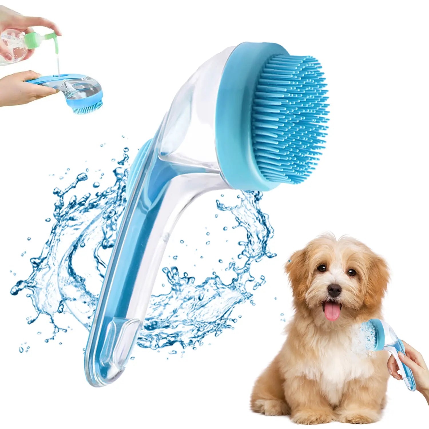 Transform Bath Time with Our Ergonomic Pet Bath Brush & Shampoo Dispenser for Dogs and Cats - Gentle Massage Grooming Tool!