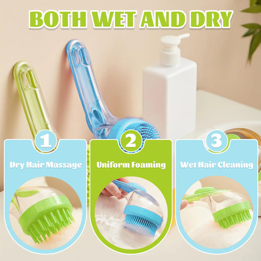 Transform Bath Time with Our Ergonomic Pet Bath Brush & Shampoo Dispenser for Dogs and Cats - Gentle Massage Grooming Tool!