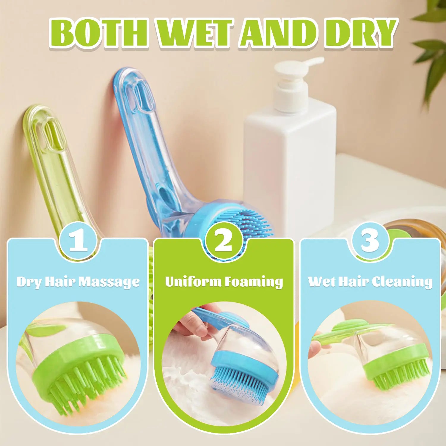 Transform Bath Time with Our Ergonomic Pet Bath Brush & Shampoo Dispenser for Dogs and Cats - Gentle Massage Grooming Tool!