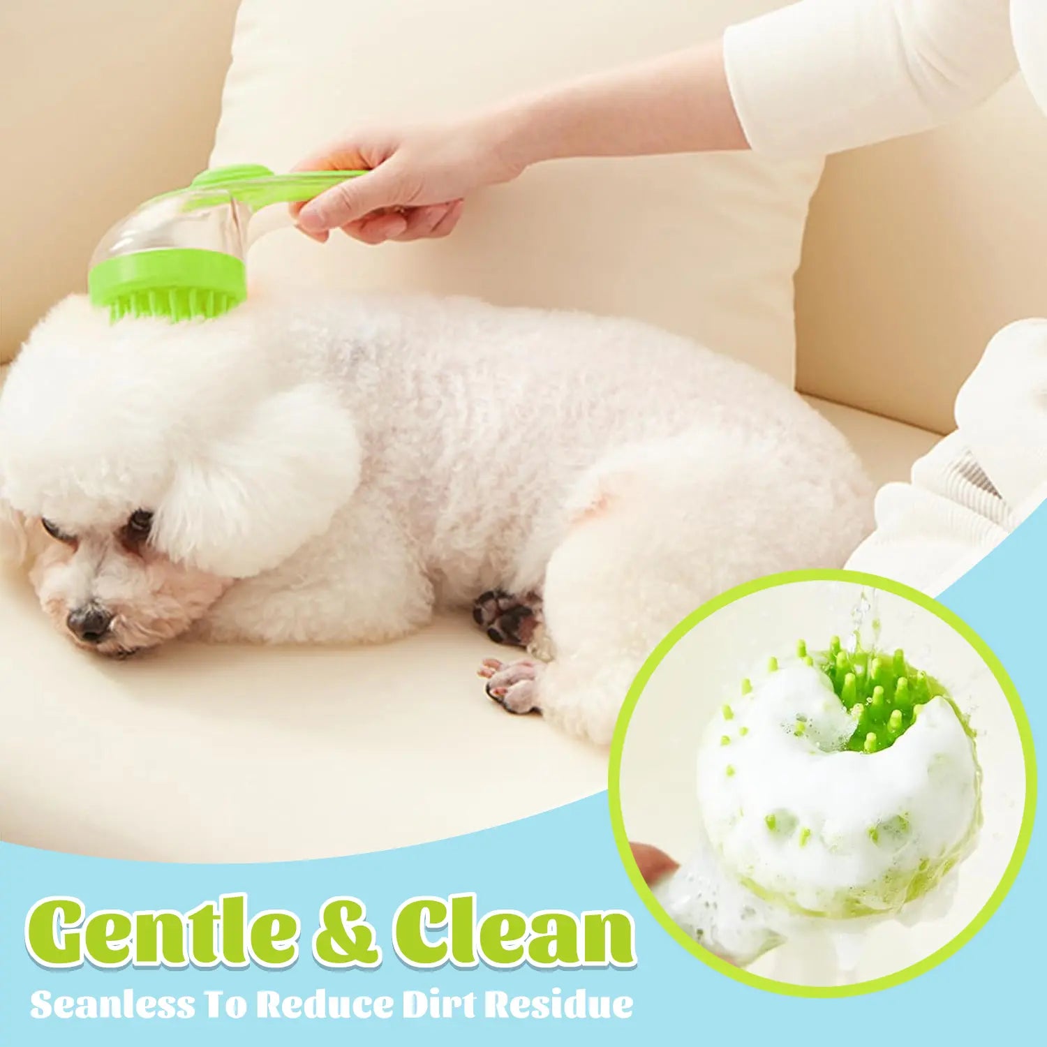 Transform Bath Time with Our Ergonomic Pet Bath Brush & Shampoo Dispenser for Dogs and Cats - Gentle Massage Grooming Tool!